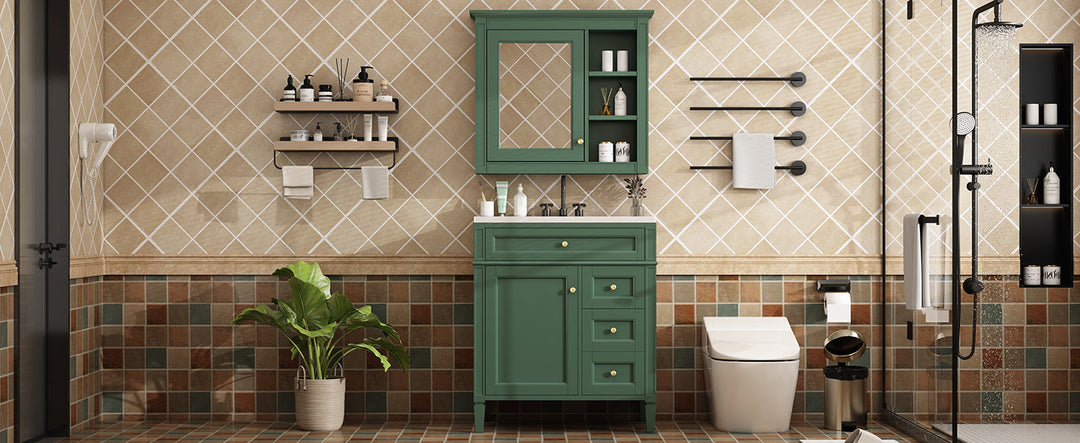 30'' Bathroom Vanity with Top Sink, Modern Bathroom Storage Cabinet