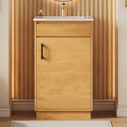 20-inch Bathroom Vanity with Ceramic Sink, Freestanding Single Vanity