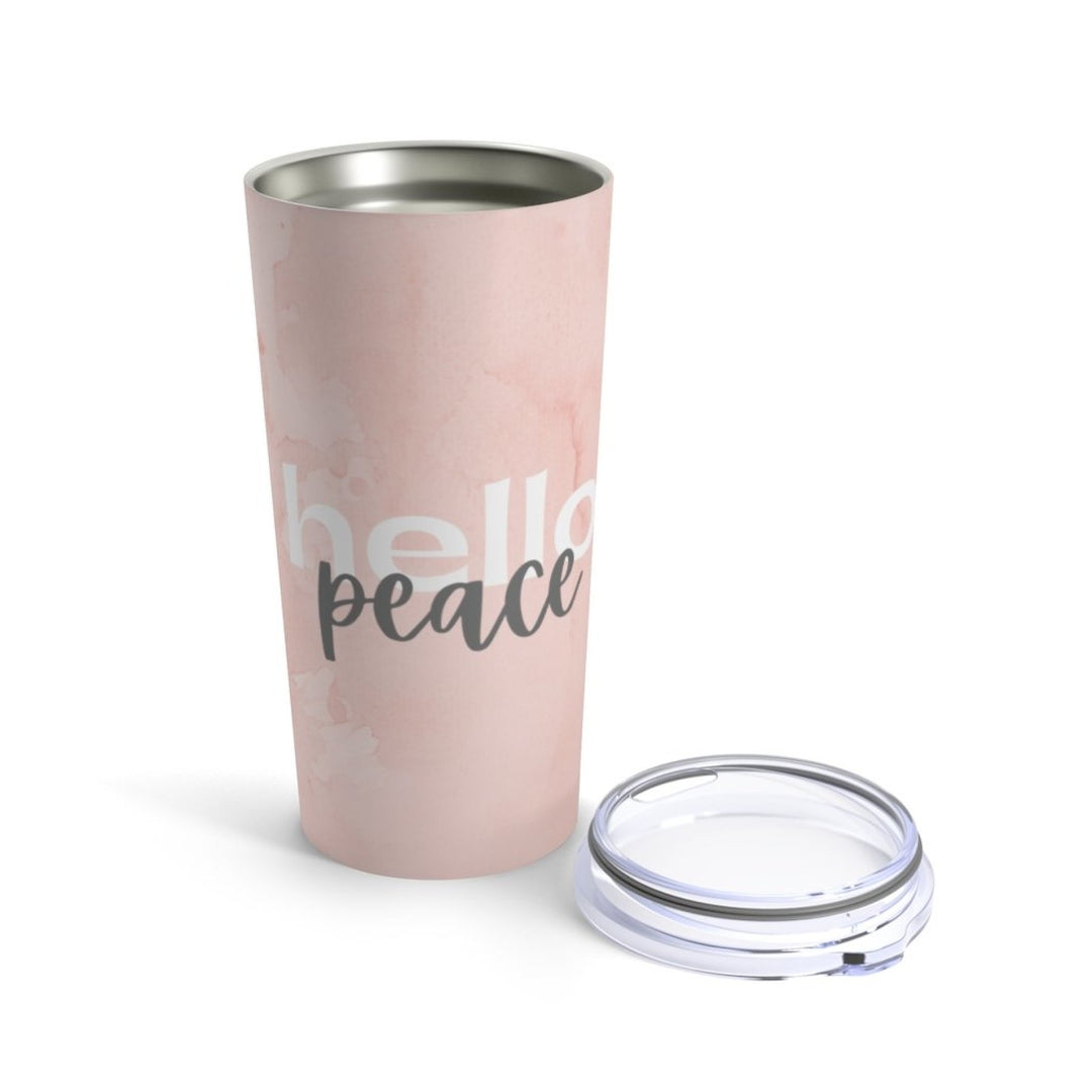 Insulated Tumbler - 20oz, Peach Marble Hello Peace,  Travel Mug