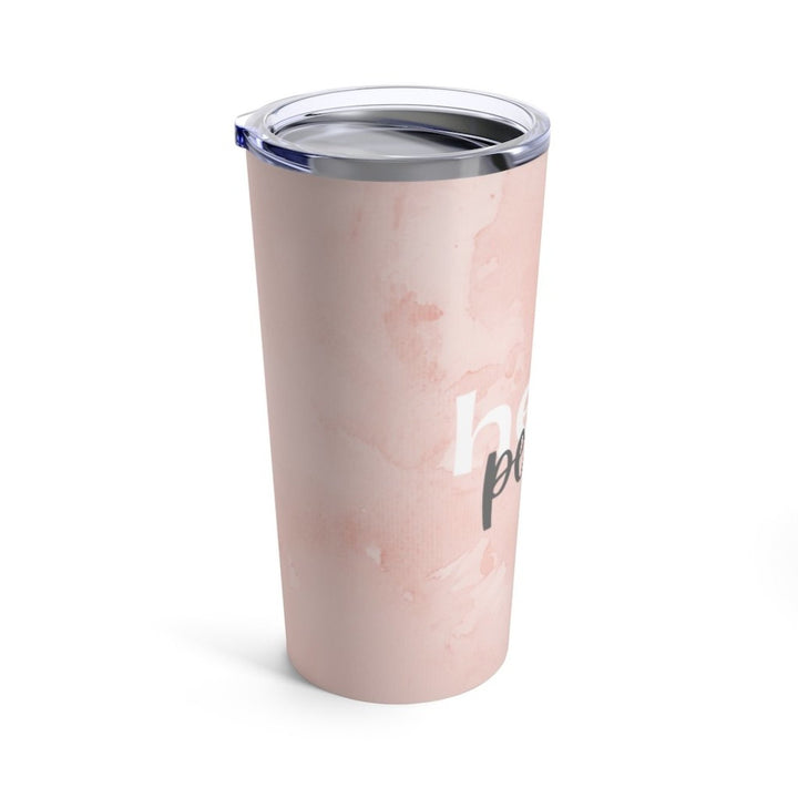 Insulated Tumbler - 20oz, Peach Marble Hello Peace,  Travel Mug