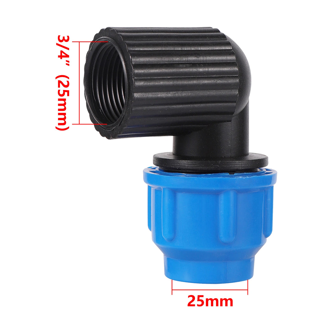 1/2" 3/4" to 20/25/32mm Elbow Reducer Garden Agriculture Irrigation PE Pipe Fitting Thread Elbow Reducer