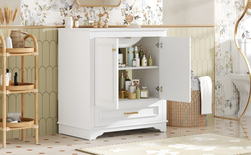 30' Luxurious Bathroom Vanity with Ceramic Sink, Bathroom Vanities