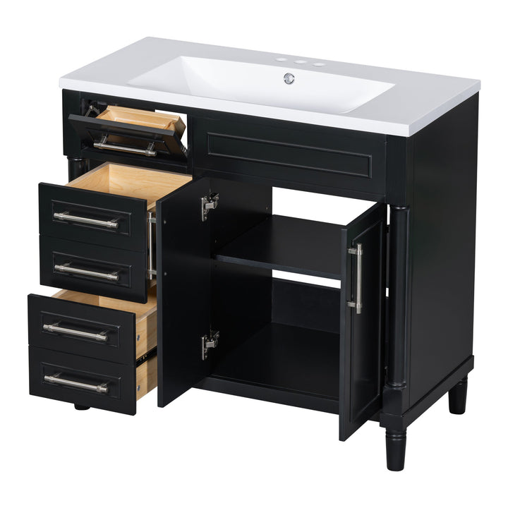 36'' Bathroom Vanity with Top Resin Sink, Freestanding Bathroom