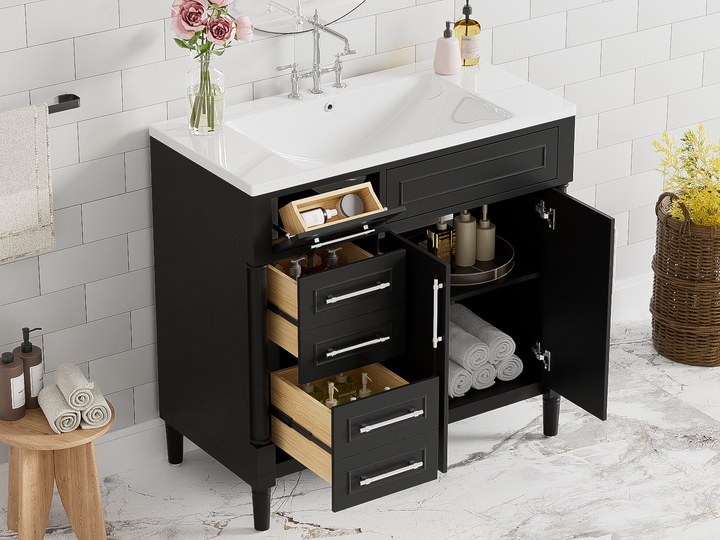 36'' Bathroom Vanity with Top Resin Sink, Freestanding Bathroom