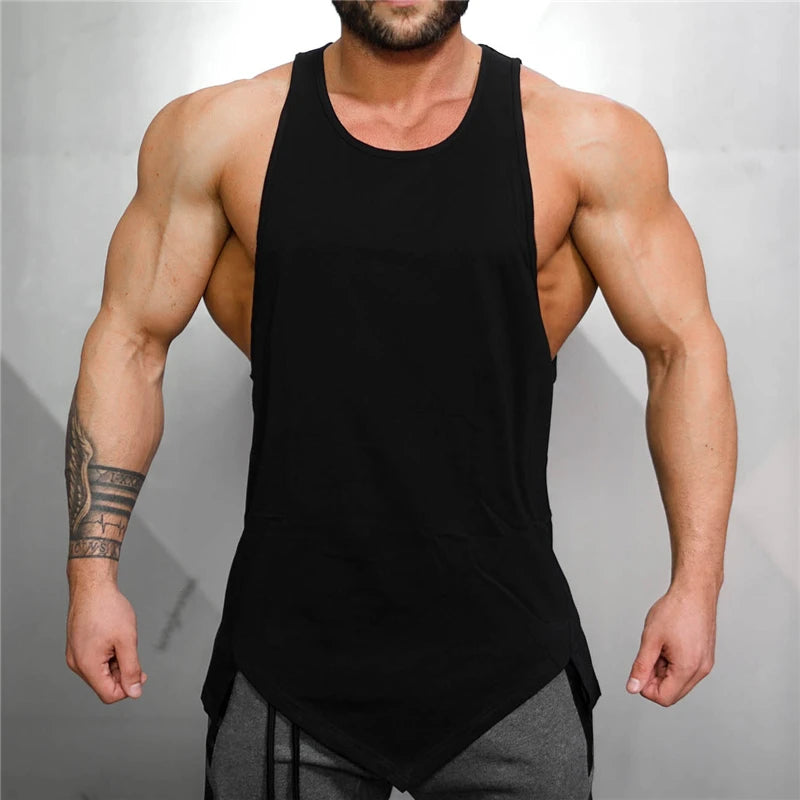 Muscleguys Gyms Stringer Clothing Bodybuilding Tank Top Men Fitness Singlet Sleeveless Shirt Solid Cotton Muscle Vest Undershirt