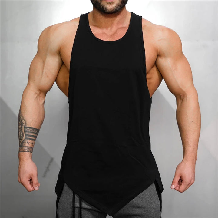 Muscleguys Gyms Stringer Clothing Bodybuilding Tank Top Men Fitness Singlet Sleeveless Shirt Solid Cotton Muscle Vest Undershirt