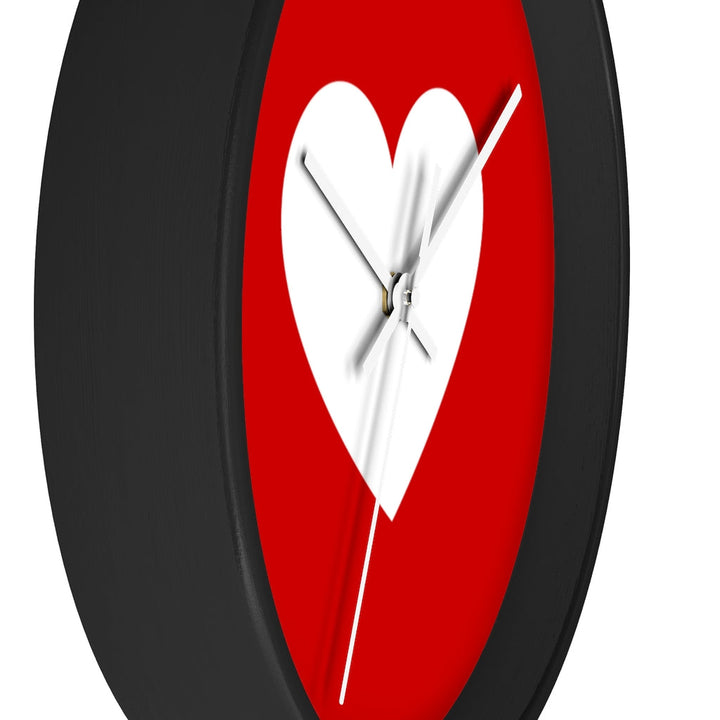 Wall Clock, Red And White Heart Print