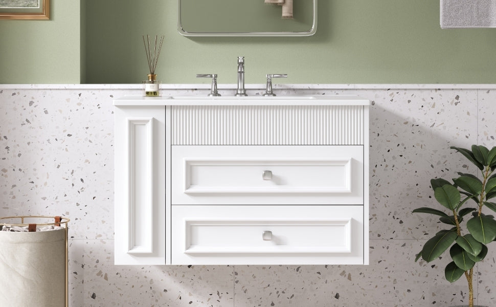 30'' Wall Mounted Bathroom Vanity, Floating Bathroom Storage Cabinet