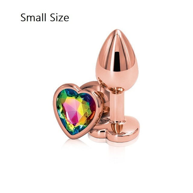 Rainbow Rose Gold Small Medium Size Set Heart Shape Cry