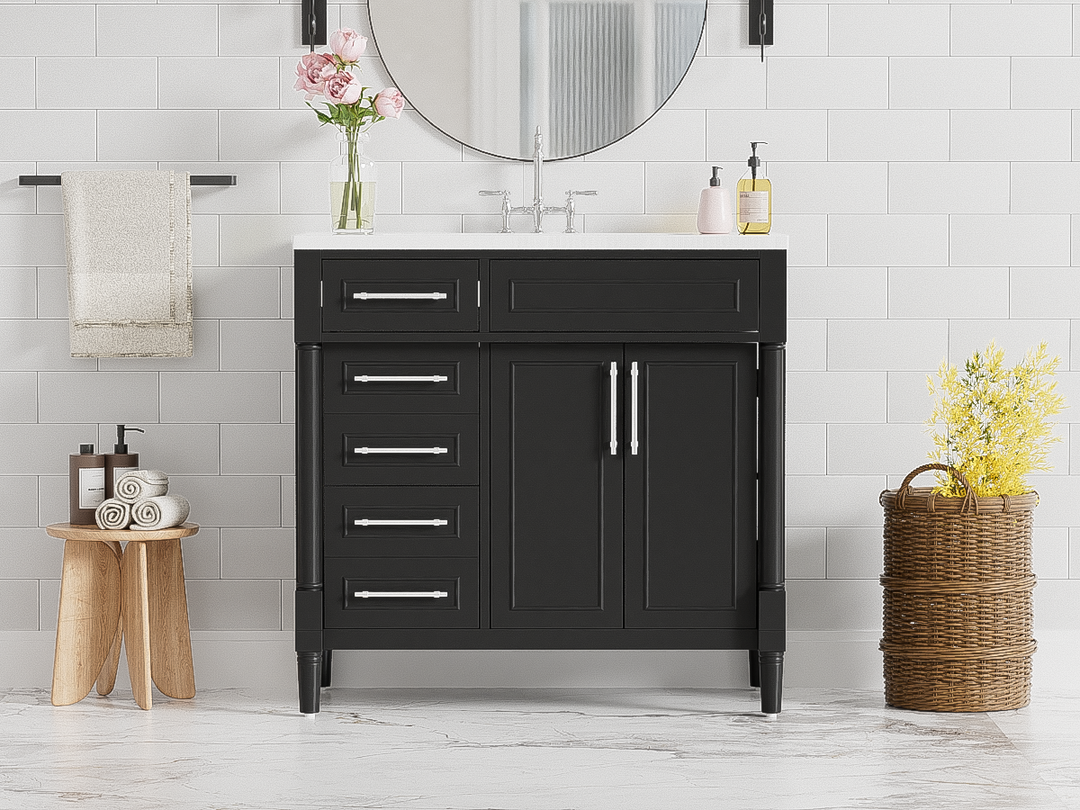 36'' Bathroom Vanity with Top Resin Sink, Freestanding Bathroom