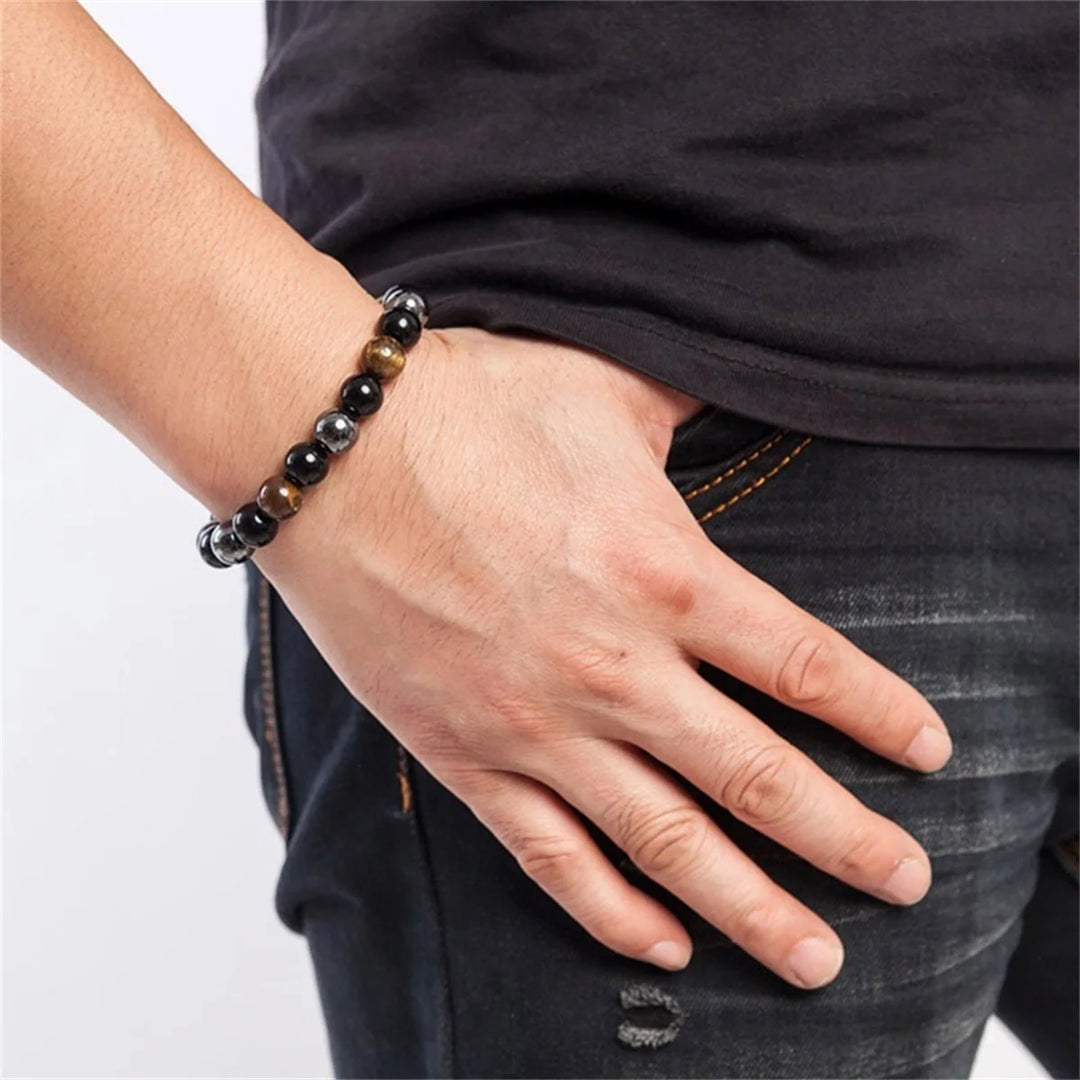 Man Bracelets Magnetic Hematite Tiger Eye Black Obisidian Triple Protection Health Care Women's Bracelet Weight Loss JewelryGift