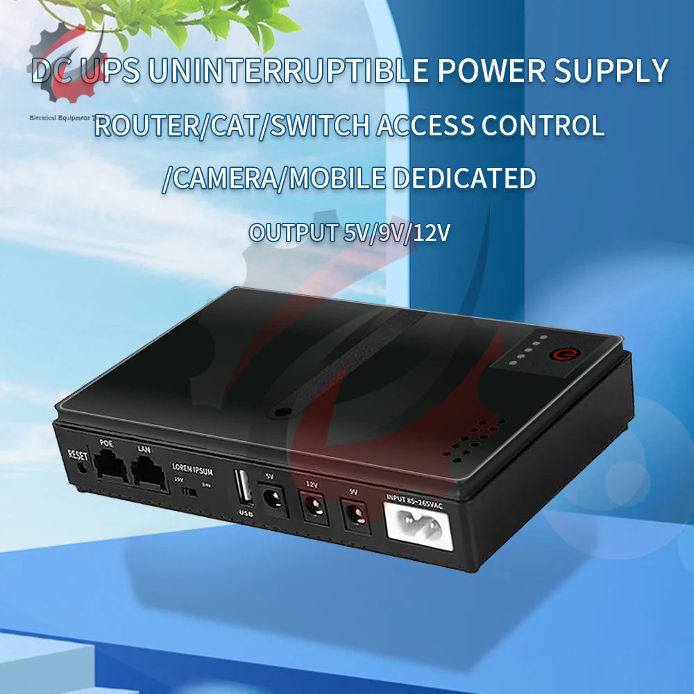 DC UPS Battery Backup 10400mAh 5V 9V 12V Output Uninterruptible Power Supply AC 85-265V Mini Portable UPS Battery Backup US Plug