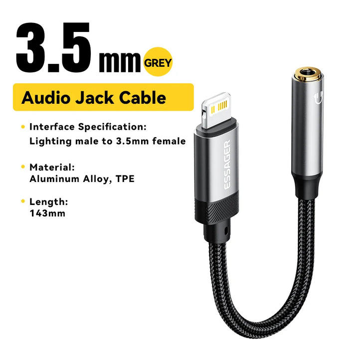 Essager Type C to 3.5mm Audio Adapter USB C Cable Headphones Adapter 3.5 Jack Audio cable For iphone 15 MacBook Samsung Oneplus