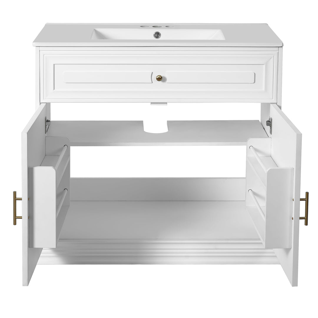 36' Luxurious Bathroom Vanity with Ceramic Sink, Bathroom Vanities