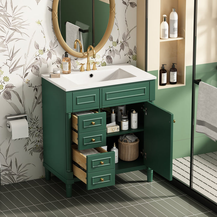 30' Bathroom Vanity with Sink, Freestanding Bathroom Storage Vanity