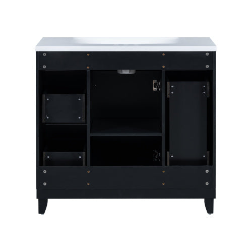 36  Bathroom Vanity Cabinet With Sink Top Combo Set , Black ,Single