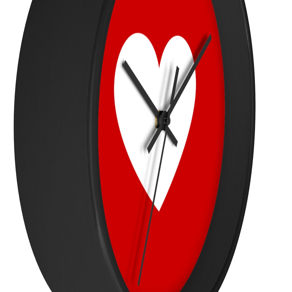 Wall Clock, Red And White Heart Print