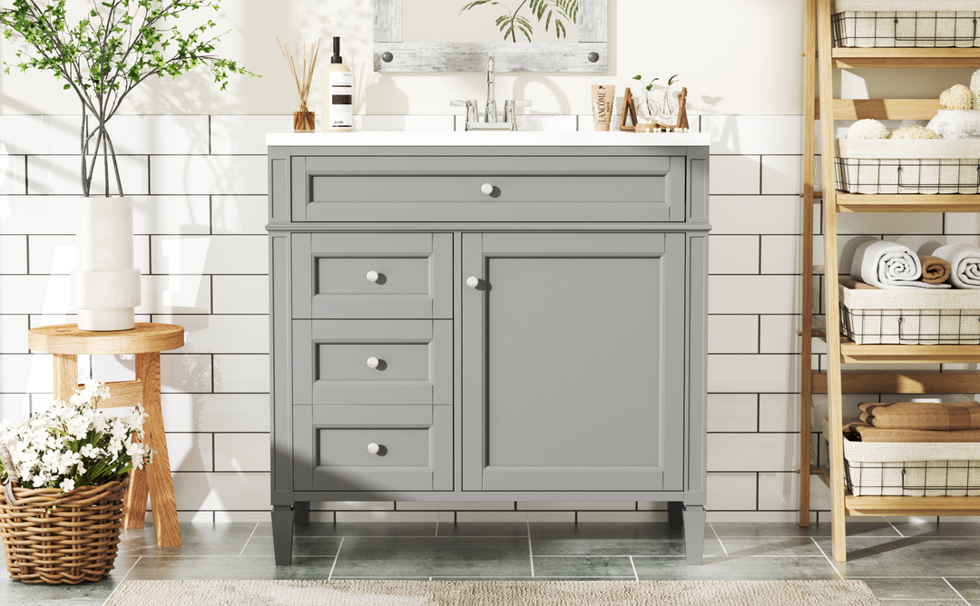 36'' Bathroom Vanity with Top Sink, Modern Bathroom Storage Cabinet