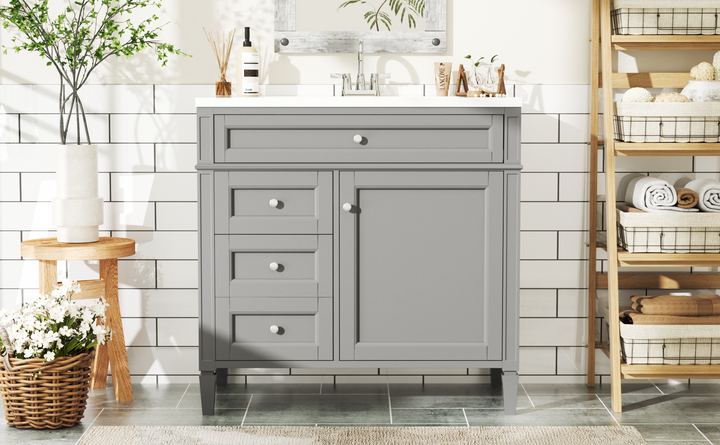 36'' Bathroom Vanity with Top Sink, Modern Bathroom Storage Cabinet