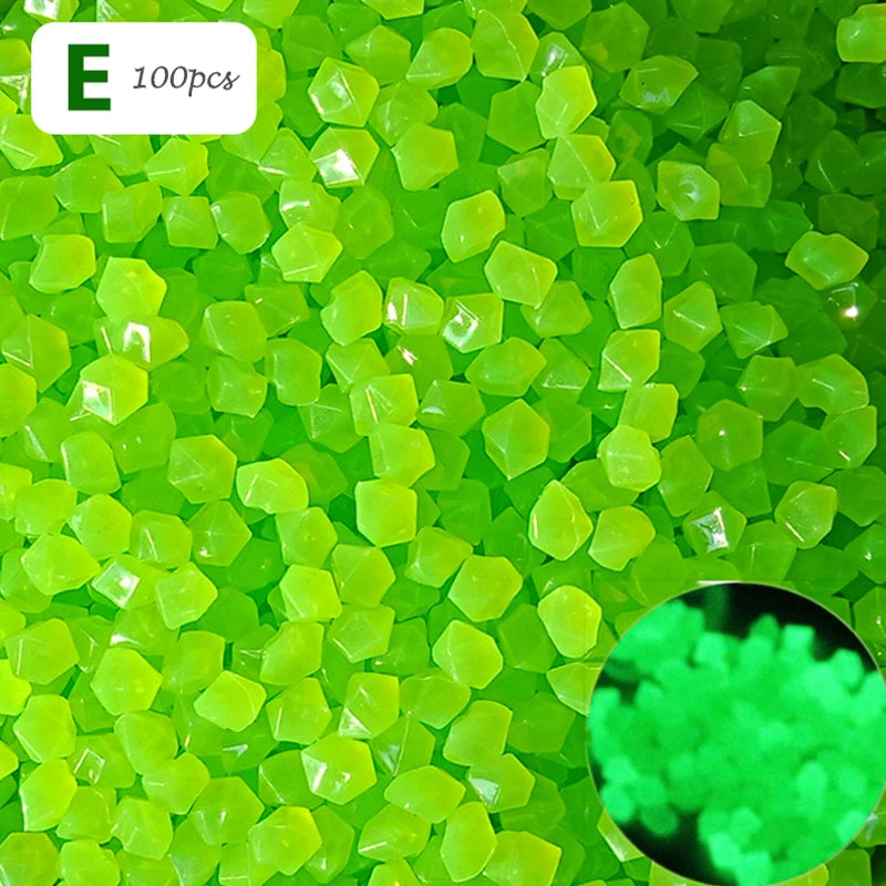 100 Pcs/Bag Luminous Stones Home Garden Aquarium Landscaping Glow in the Dark Pebbles Artificial Fluorescent Plastic Gravel