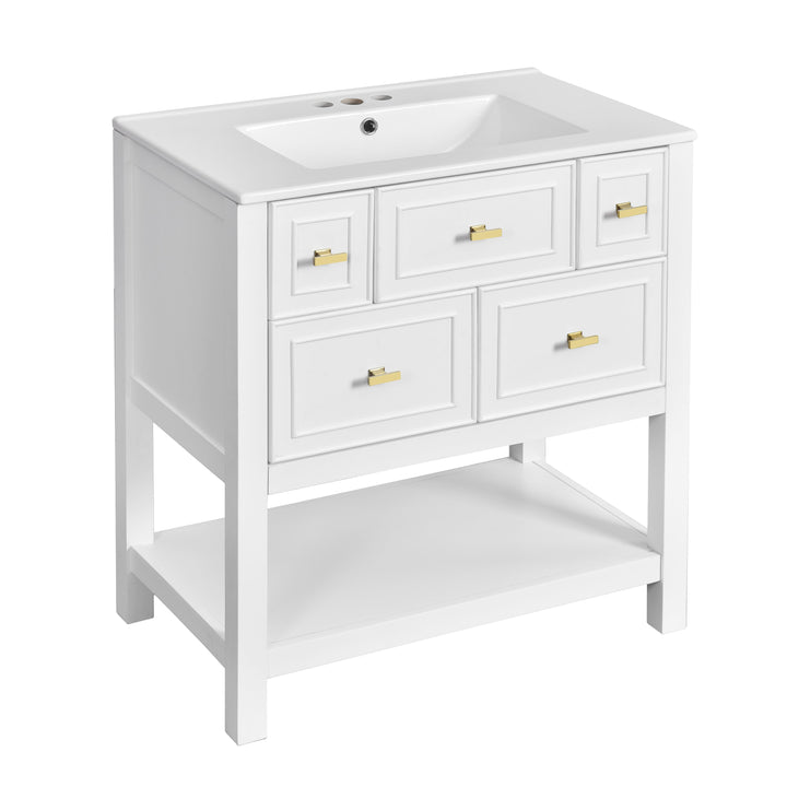 60'' Bathroom Vanity Set with Ceramic Sink (Separate), Free Standing