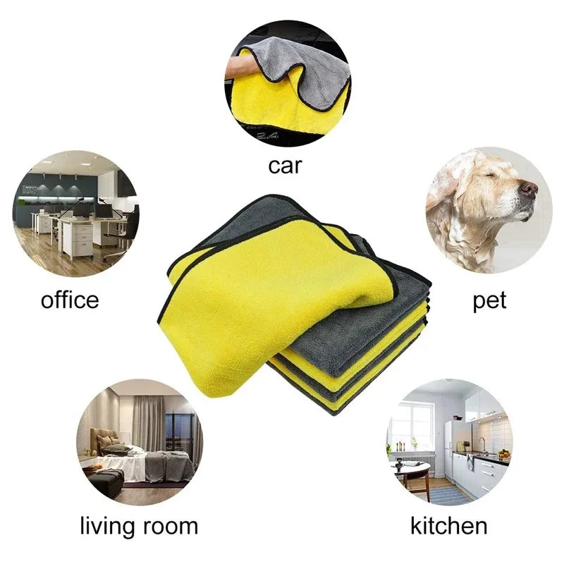 1/2/6pcs Microfiber Cleaning Towel Car Cleaning Cloths Professional Detailing Car Drying Microfiber Towel Wash Towel Accessories