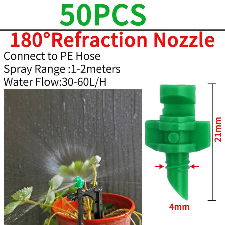 OASIS Greenhouse Watering Sprinkler Dripper Drip Irrigation Garden Adjustable Mist Emitters Stake Micro Spray Rotating Nozzle