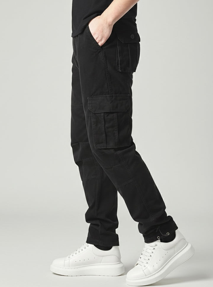 Large Pocket Loose Overalls Men's Outdoor Sports Jogging Tactical Pants Elastic Waist Pure Cotton Casual Work Pants