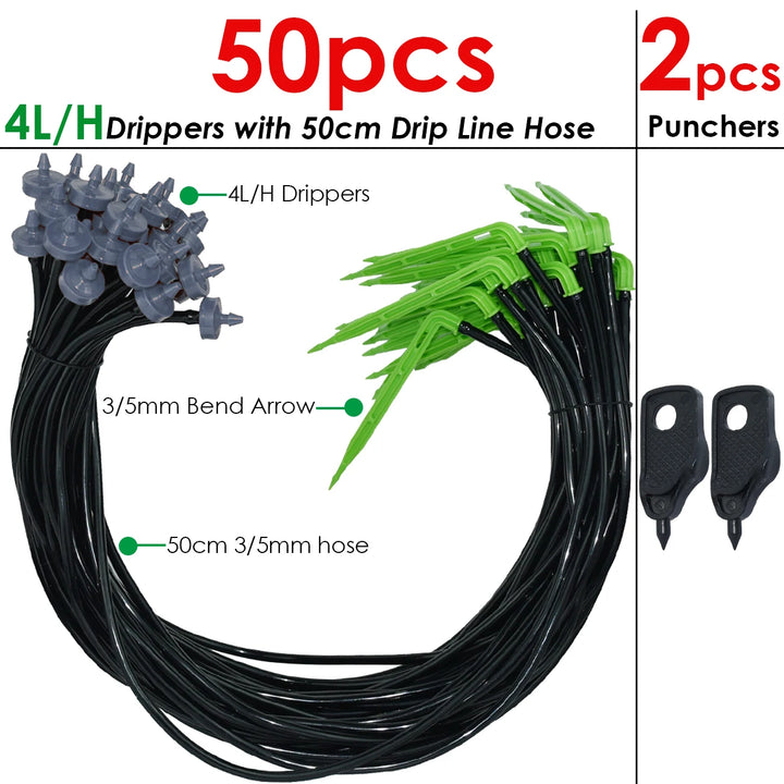 KESLA Garden 2L/H Drip Irrigation Watering Saving System Kit Drop by Drop Drippers 3/5mm Hose for Plant Potted Bonsai Vegetables