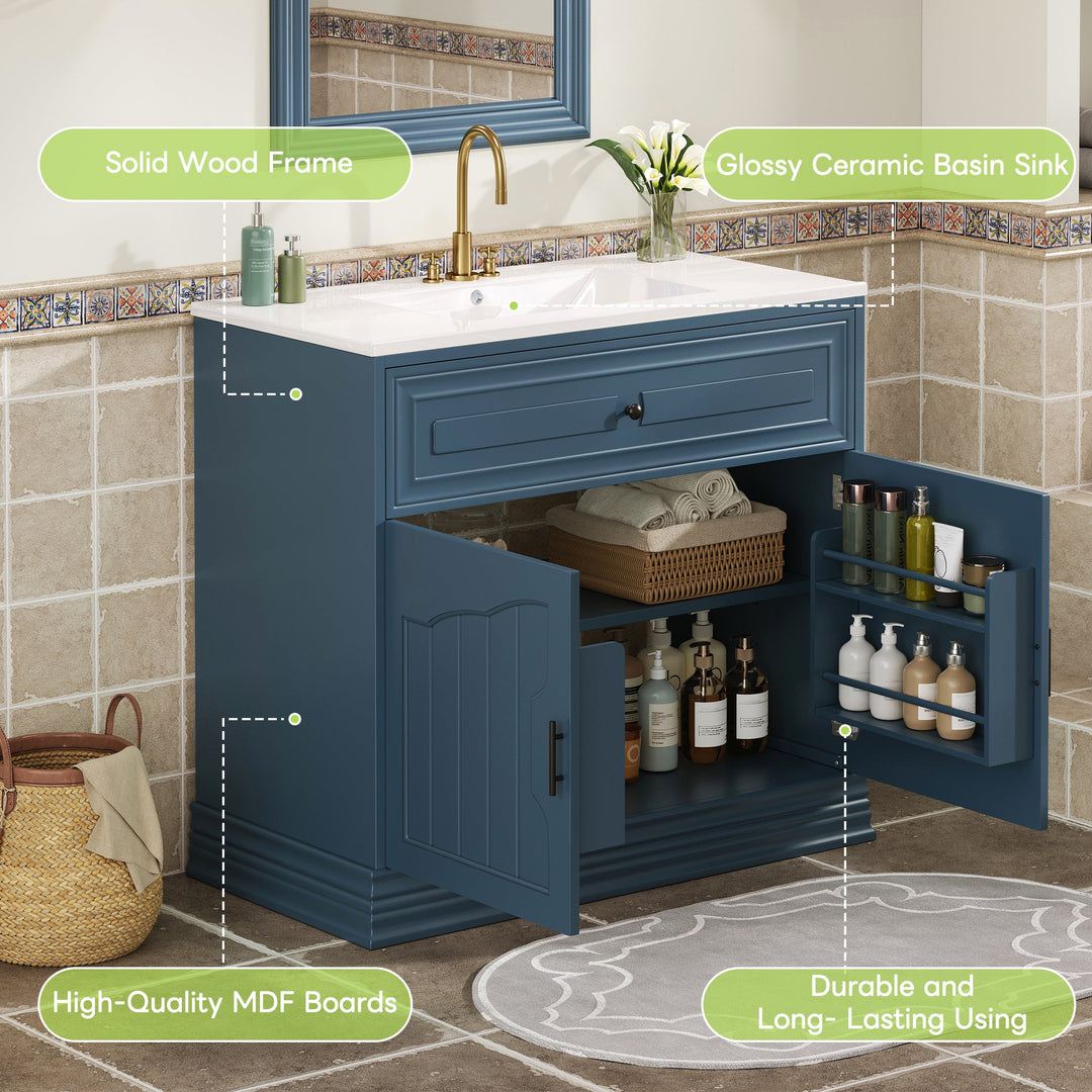 36' Luxurious Bathroom Vanity with Ceramic Sink, Bathroom Vanities