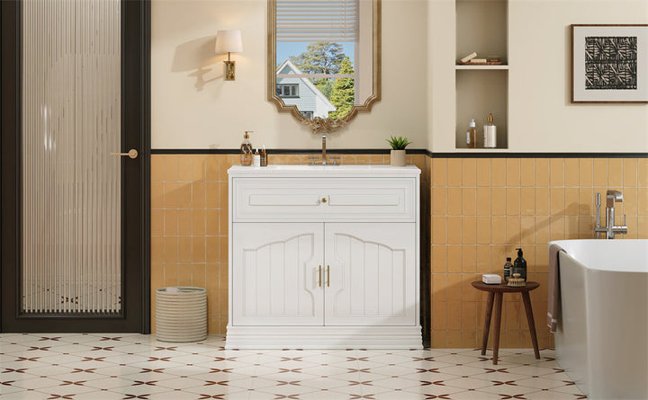 36' Luxurious Bathroom Vanity with Ceramic Sink, Bathroom Vanities