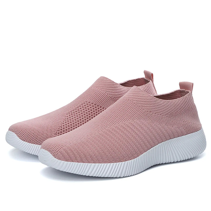 Women's Sneakers Breathable Solid Color Mesh Woven Outdoor Lightweight Low Top Walking Running Sports Socks Tennis Shoes