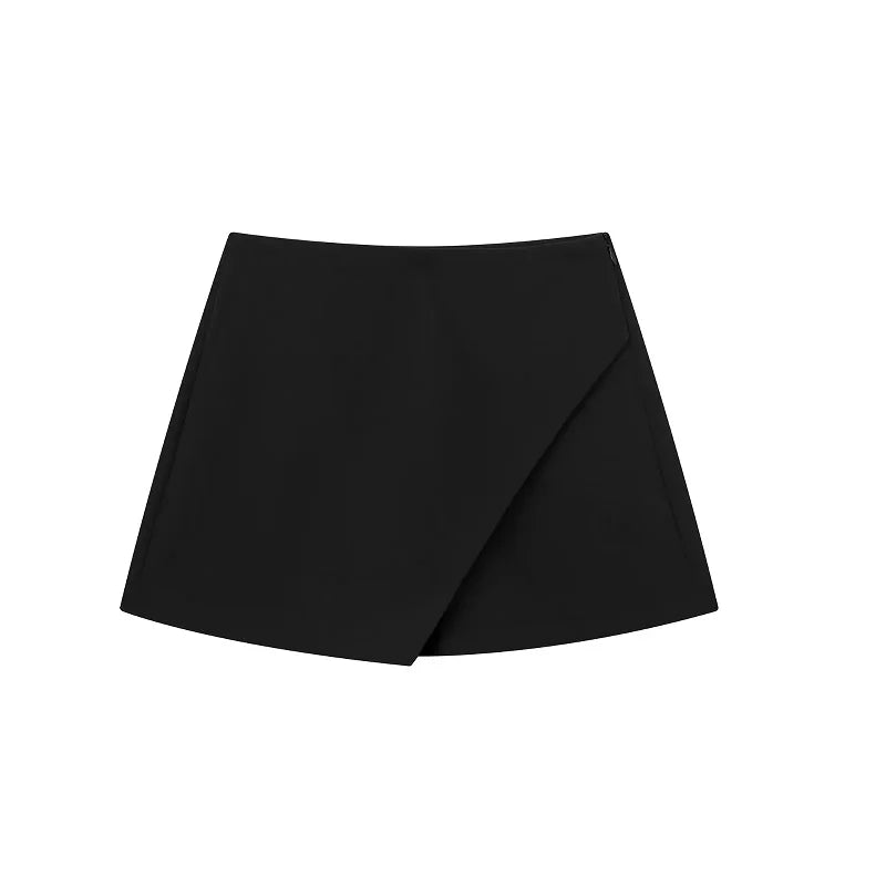MUJER Women's Shorts Fashion High Waist Shorts Skirts Woman Zip Asymmetric Skirts Shorts 2025 Summer Black White Mini Shorts