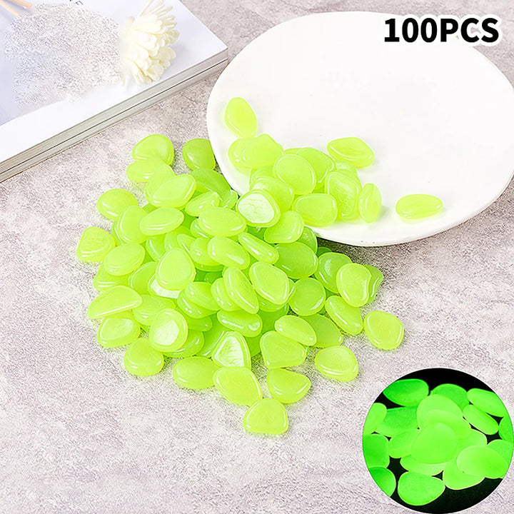 100Pcs Garden Decor Luminous Stones Glow In The Dark Decorative Pebbles Outdoor Fish Tank Decoration Aquarium Accessories