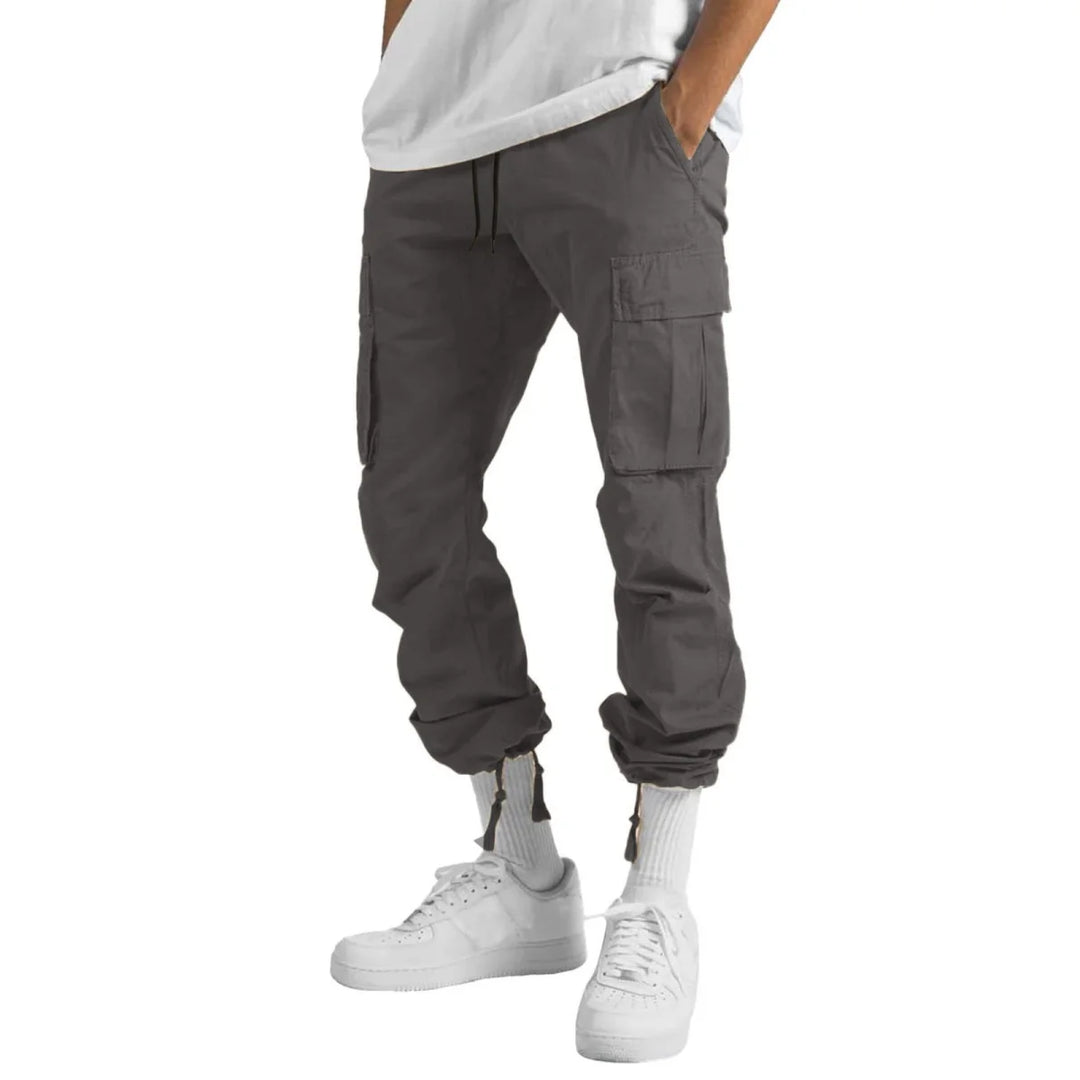 2025 New style men's casual overalls, comfortable cotton fashion multi-pocket streamer pants outdoor sports pants