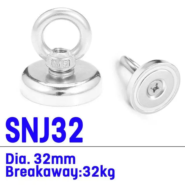 27 Strong Magnet Pot Fishing Magnet Deep Sea Salvage Magnetic Hook Permanent Neodymium NdFeB Magnetic Fishing Tool with Rope