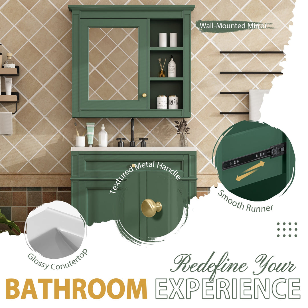 30'' Bathroom Vanity with Top Sink, Modern Bathroom Storage Cabinet