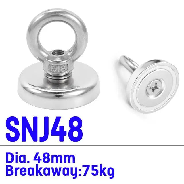 27 Strong Magnet Pot Fishing Magnet Deep Sea Salvage Magnetic Hook Permanent Neodymium NdFeB Magnetic Fishing Tool with Rope