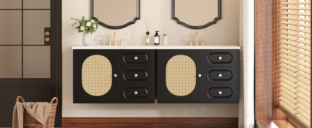 30' Bathroom Vanity with Ceramic Sink, Mid-Century Bathroom Vanity