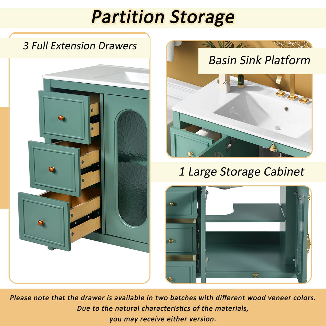36-inch Bathroom Vanity with 2 Soft Close Doors, Solid Wood Frame