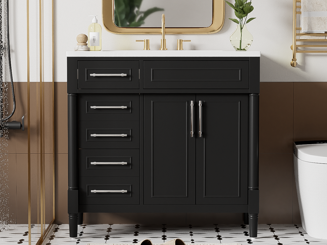 36'' Bathroom Vanity with Top Resin Sink, Freestanding Bathroom