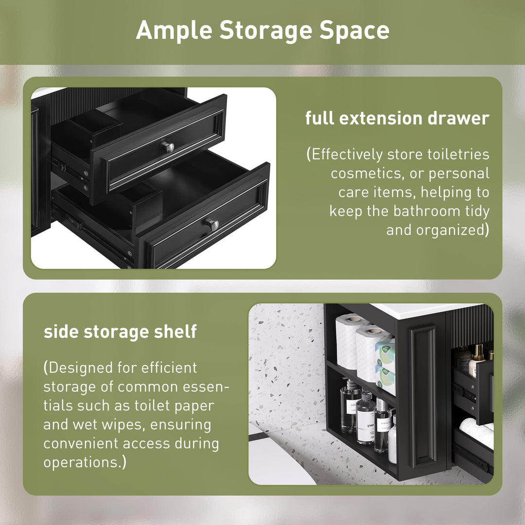 30'' Wall Mounted Bathroom Vanity, Floating Bathroom Storage Cabinet