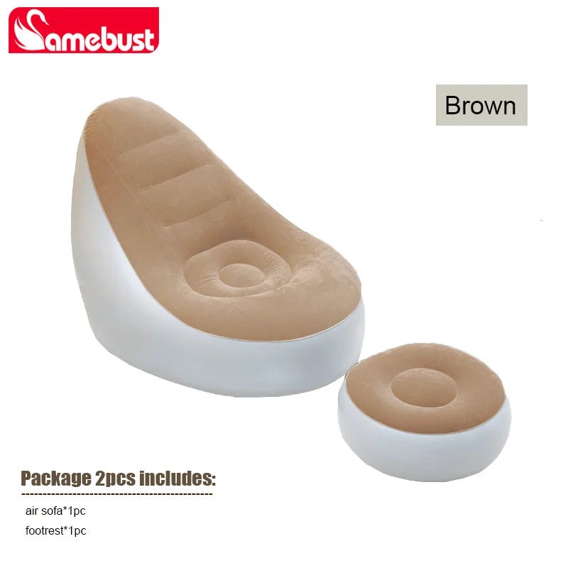 Camebust Inflatable Sofa-Flocking Surface High Quailty PVC Footstool Rapid Inflation Lazy Lounge