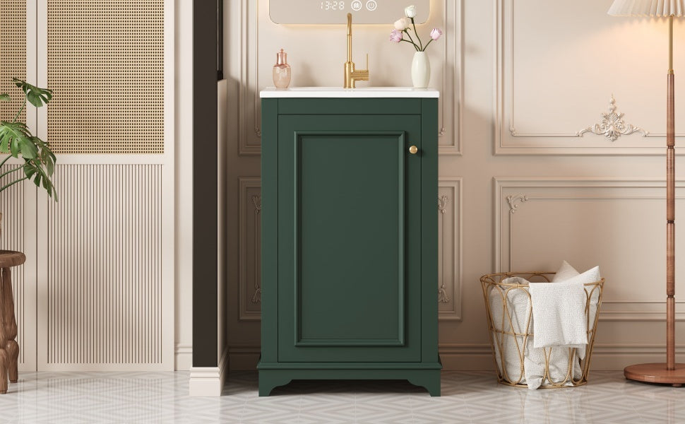 20-inch Bathroom Vanity with Ceramic Sink, Freestanding Single Vanity