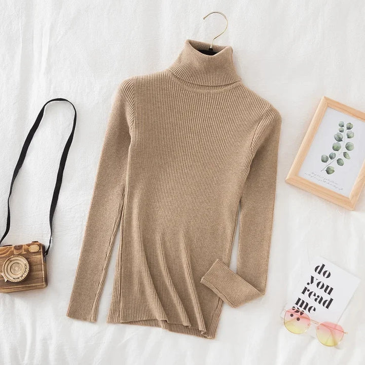 2025 Women Turtleneck Sweater Knitted Soft Pullovers Cashmere Jumpers Basic Solid Soft Sweaters Women Autumn Winter Casual Top