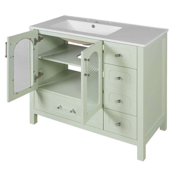 36' Bathroom Cabinet with Waffle Texture Doors, Bathroom Vanity with