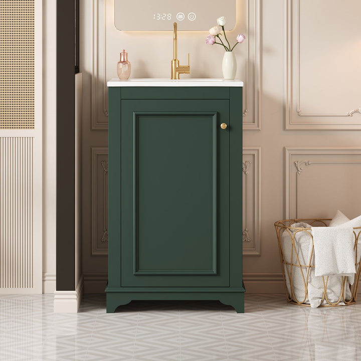 20-inch Bathroom Vanity with Ceramic Sink, Freestanding Single Vanity