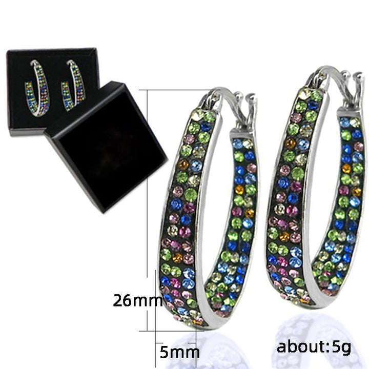 European And American Colorful Ear Clip Fashion Diamond Women's
