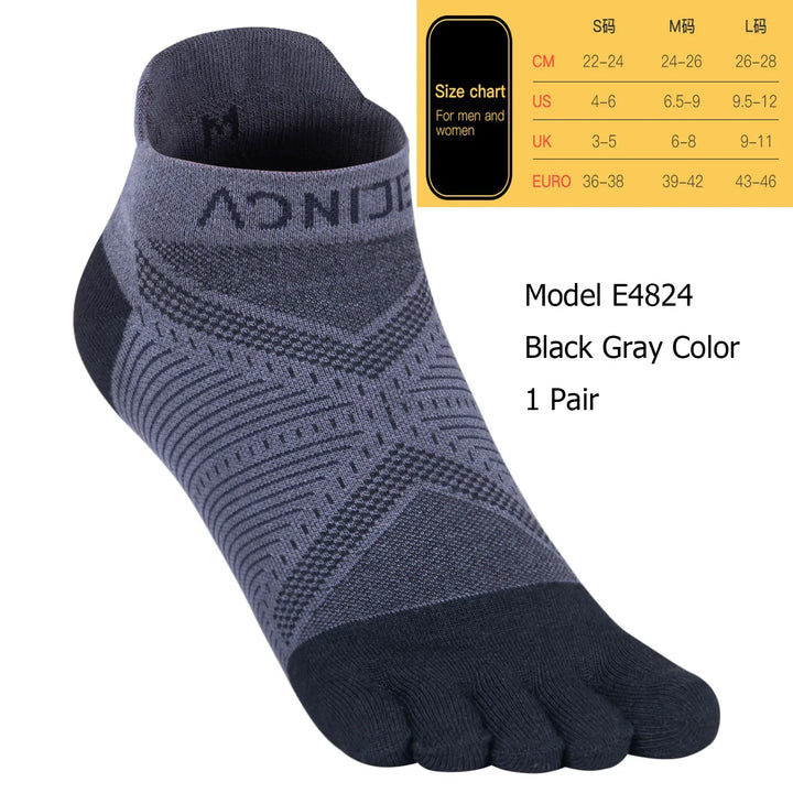 AONIJIE Sports Run Low Cut Athletic Five Toe Socks Quarter Toesocks For Running Marathon Race Trail