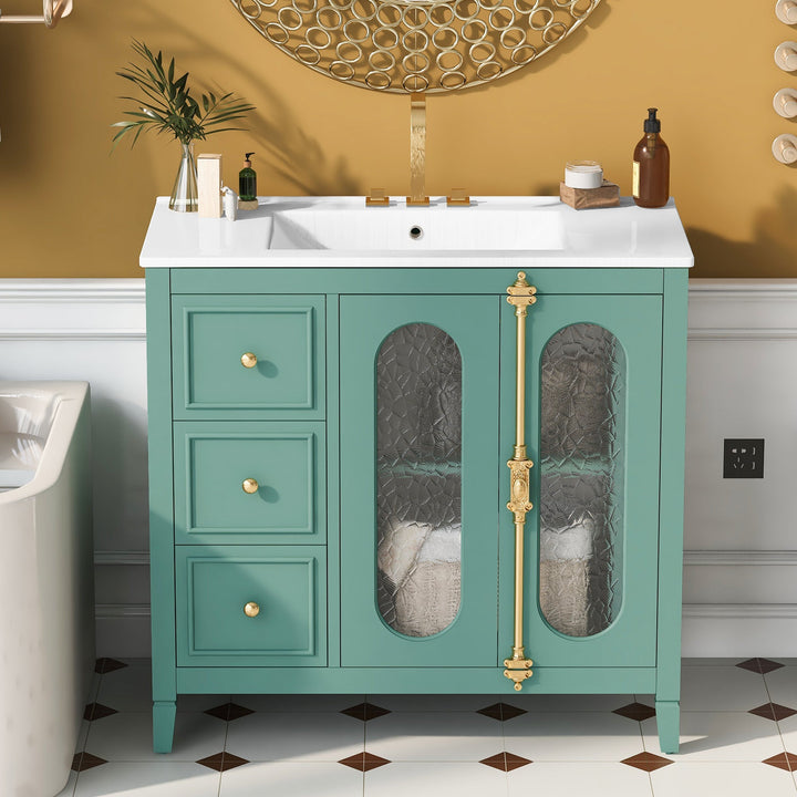 36-inch Bathroom Vanity with 2 Soft Close Doors, Solid Wood Frame